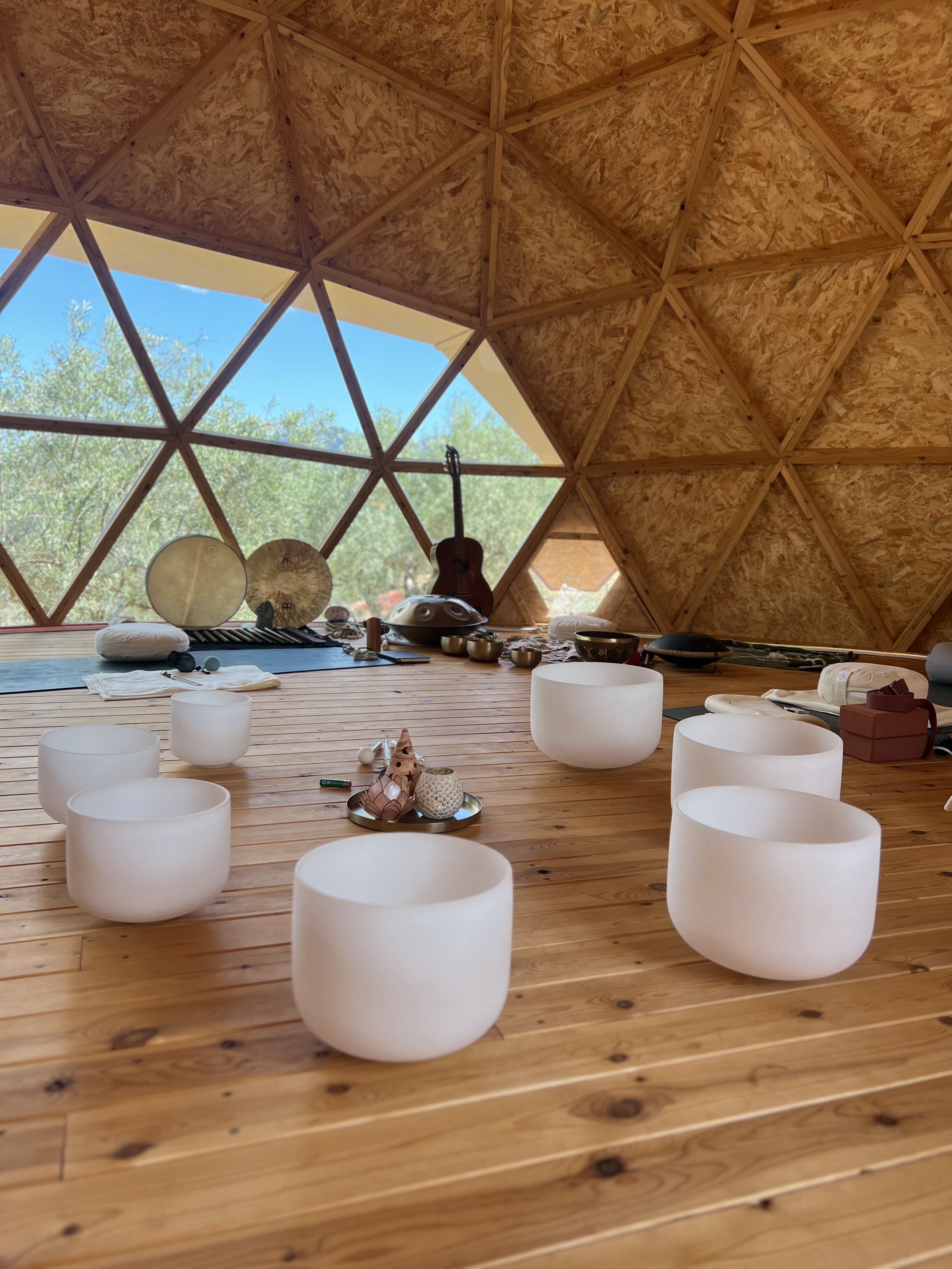Sound healing inside the geodesic dome