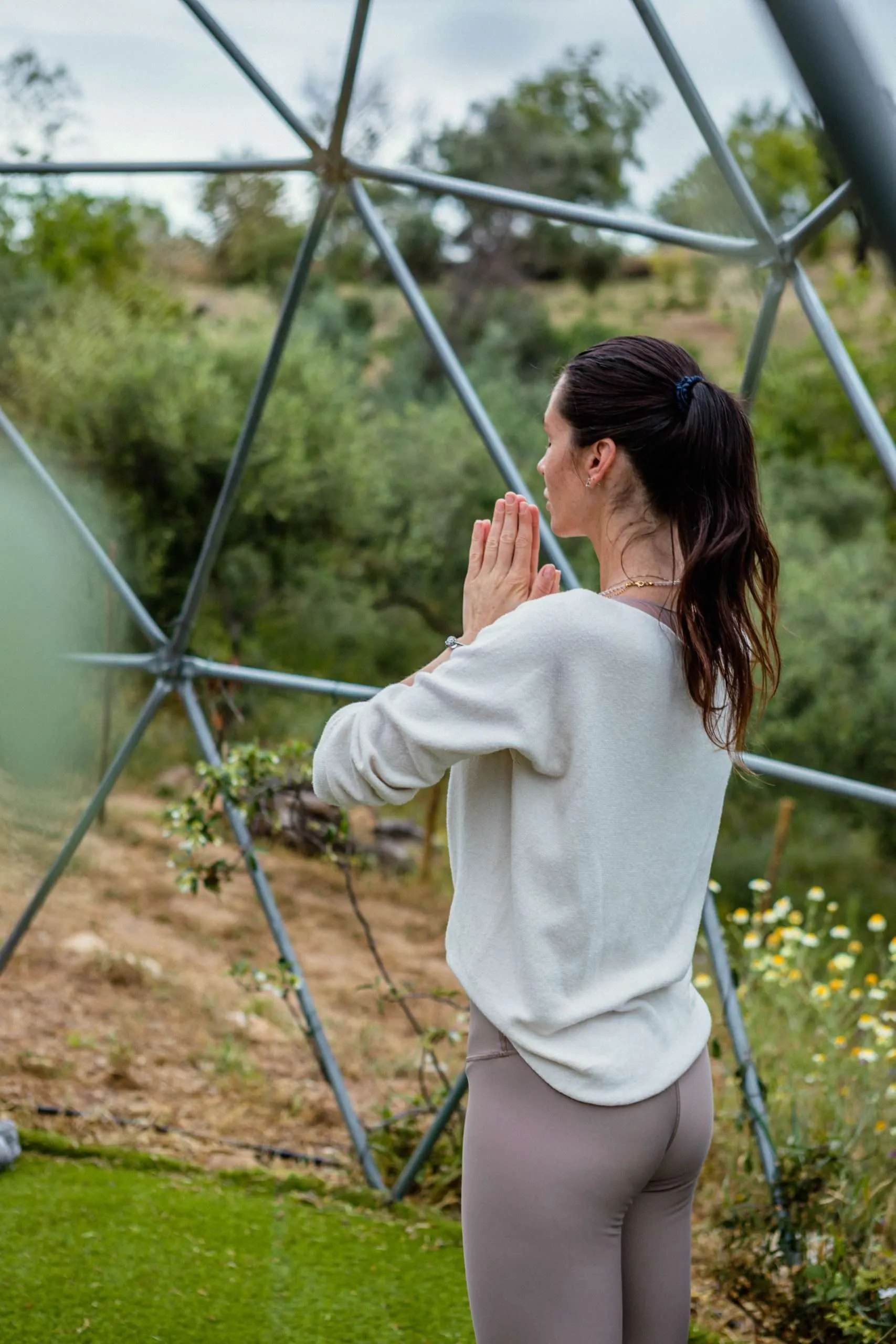Yoga at the geodesic dome