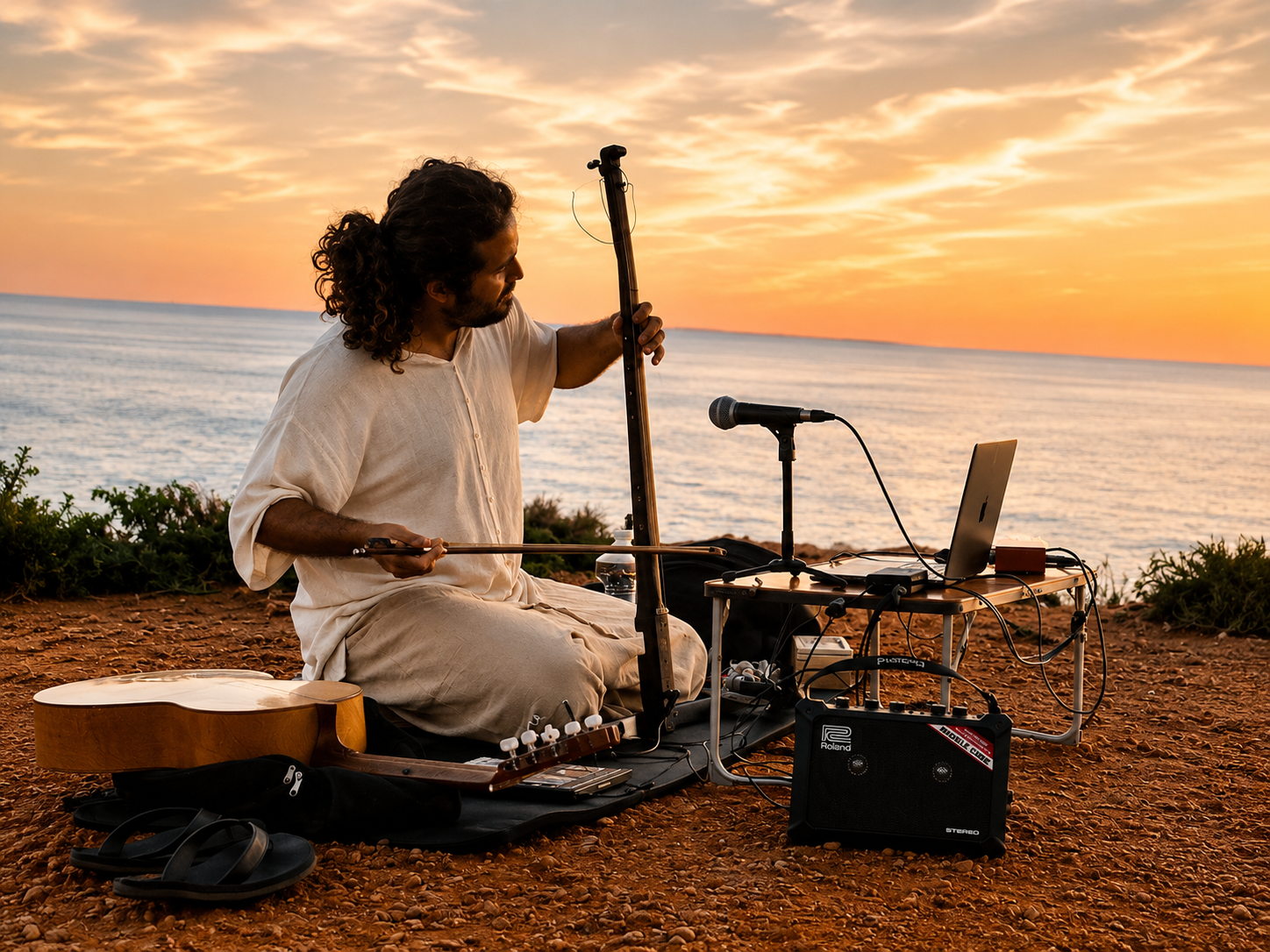 Sebasti&aacute;n Serpell performing at sunset